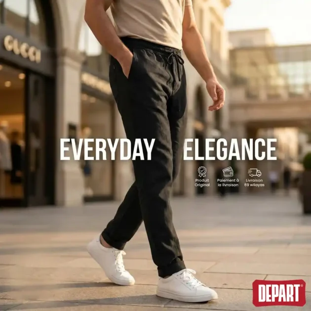 Départ Homme Pantalon en Lin Black - Gentel Grab الجزائر