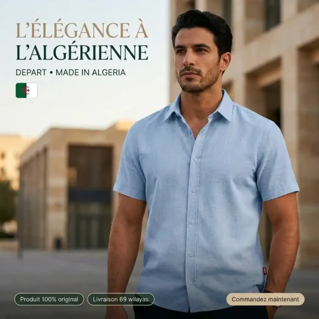 Départ Homme Chemise en Lin Blue - Gentel Grab الجزائر