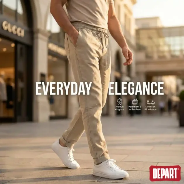 Départ Homme Pantalon en Lin Beige - Gentel Grab الجزائر