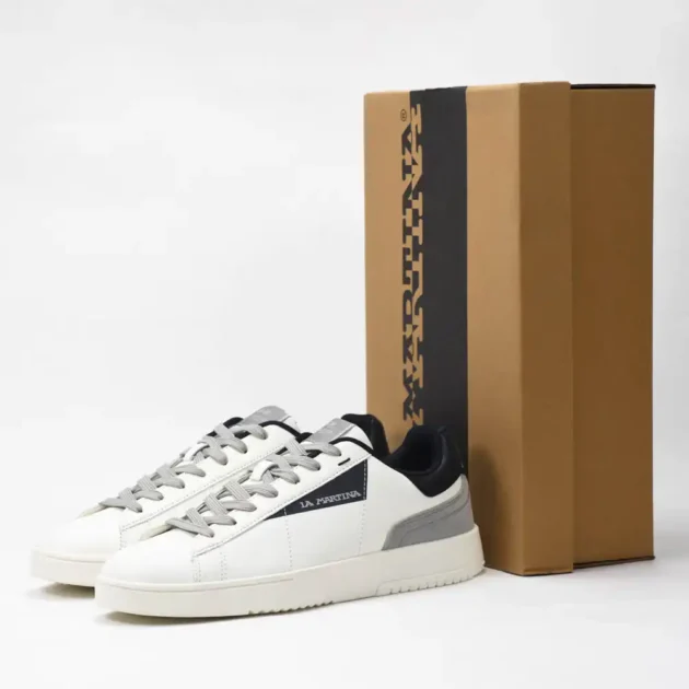 La Martina Cup Leather Sneakers White Blue - Gentel Grab الجزائر