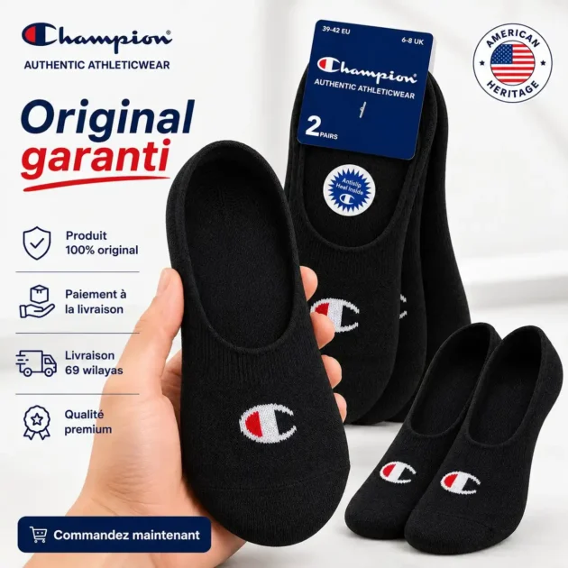 Champion 2-Pack Footie Socks Black - Gentel Grab الجزائر