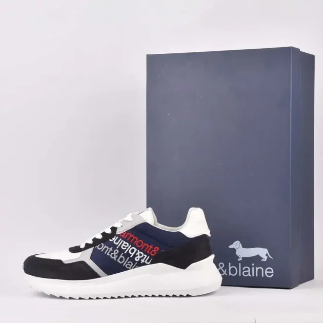 HARMONT AND BLAINE SCARPA UOMO CAMOSCIO TEX FABRIC BLU BIANCO - Gentel Grab الجزائر