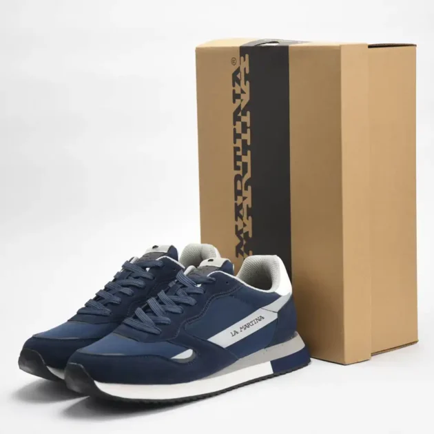 La Martina Low Sneakers Blue Leather - Gentel Grab الجزائر