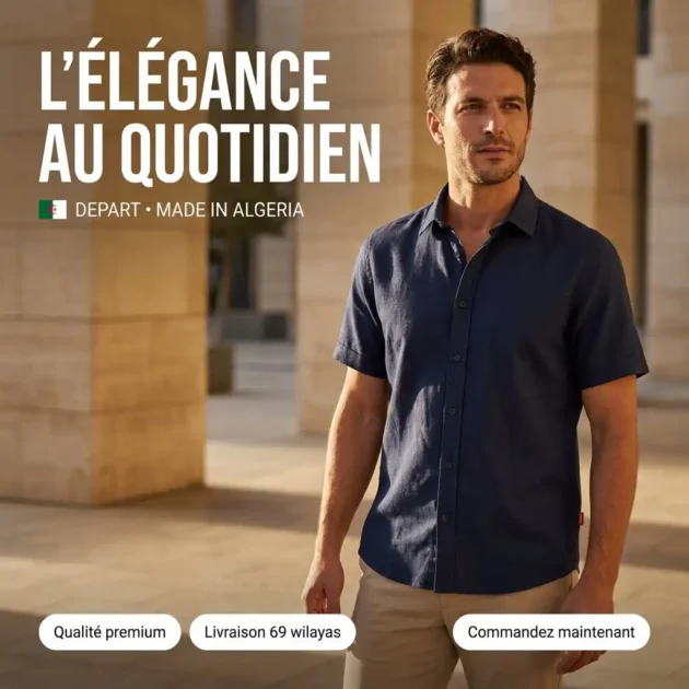 Départ Homme Chemise en Lin Navy - Gentel Grab الجزائر