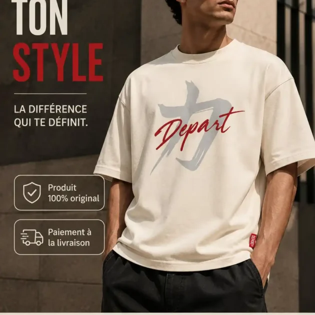 Départ Homme T-shirt Oversize-Beige - Gentel Grab الجزائر