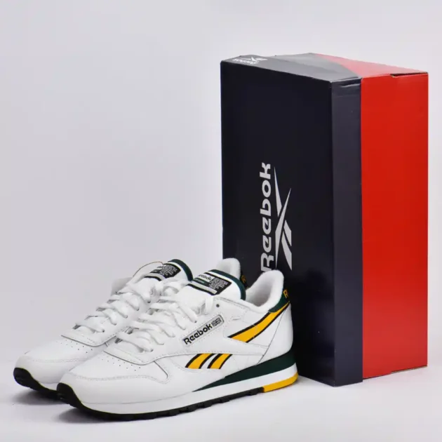 REEBOK CLASSIC LEATHER WHITE/GOLD/GREEN - Gentel Grab الجزائر