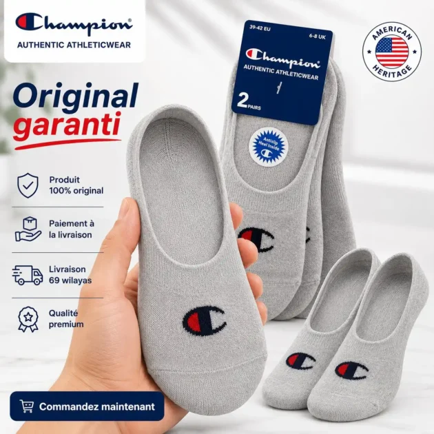 Champion 2-Pack Footie Socks Grey Melange - Gentel Grab الجزائر