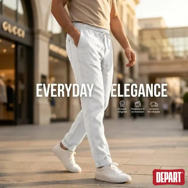 Départ Homme Pantalon en Lin Blanc - Gentel Grab الجزائر
